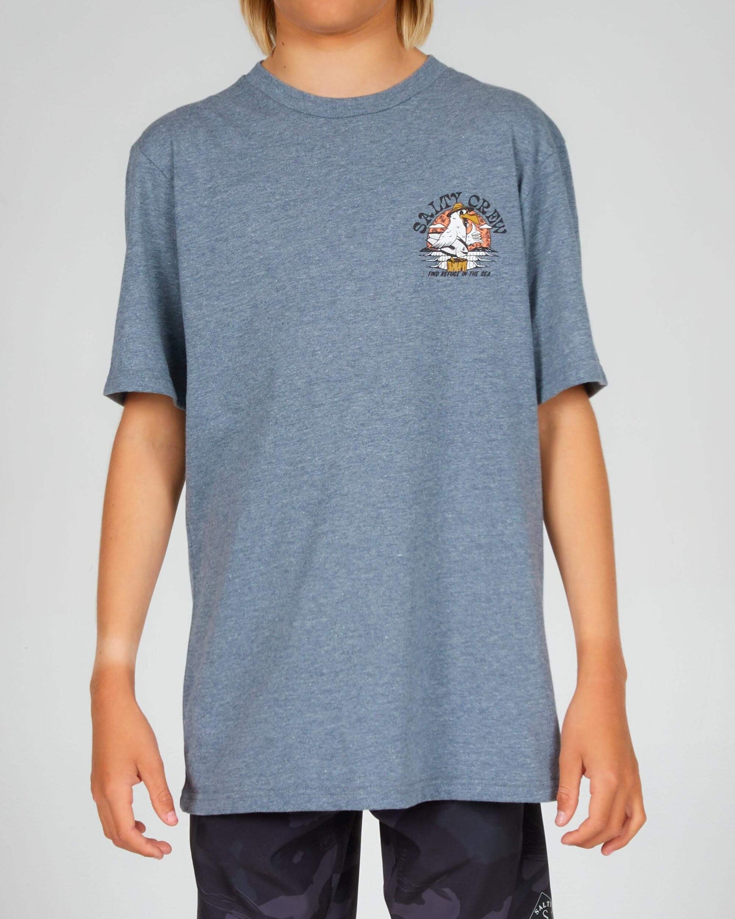 Salty crew CAMISETAS S/S GONE FISHIN BOYS S/S TEE - Athletic Heather  en Athletic Heather