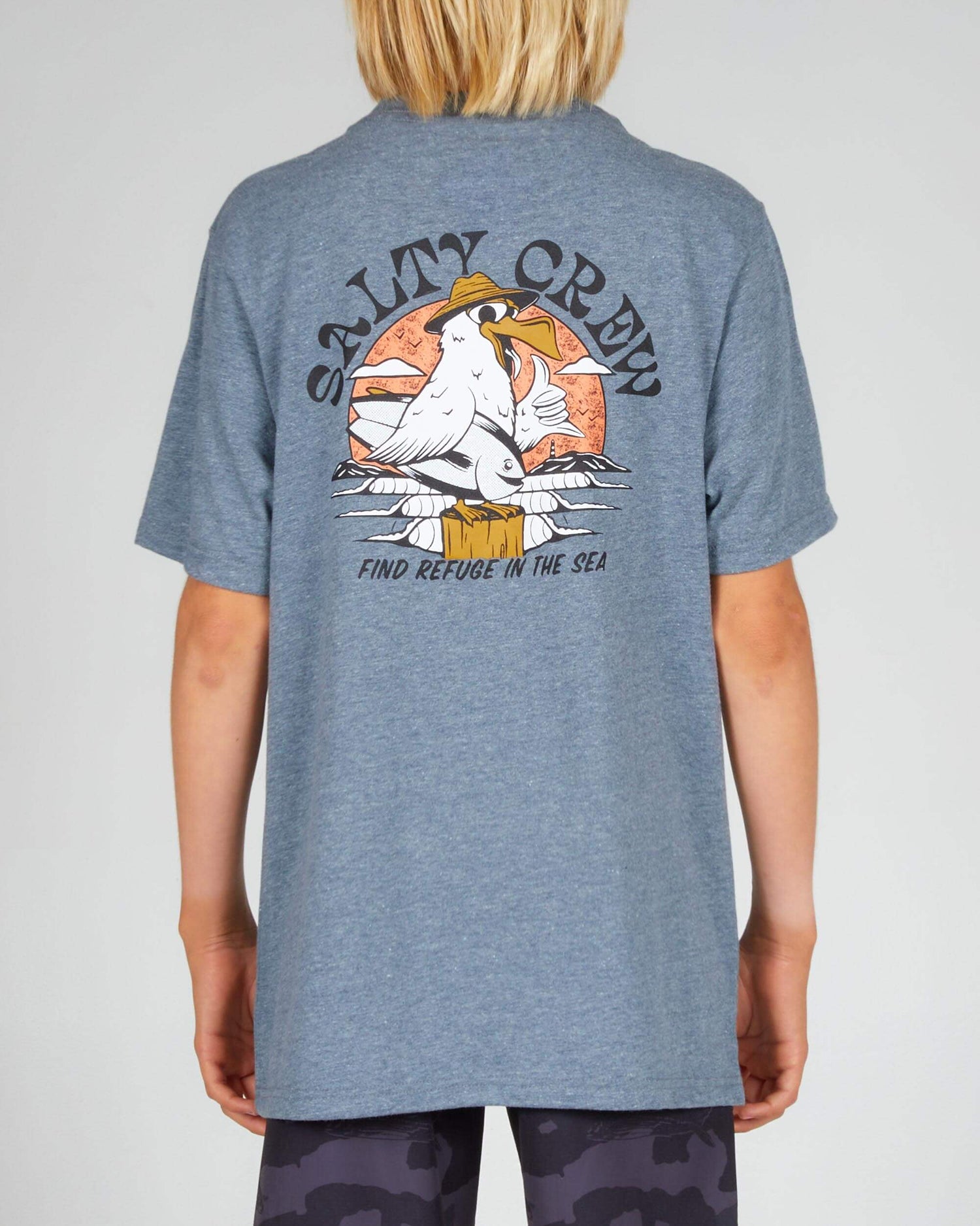 Salty crew CAMISETAS S/S GONE FISHIN BOYS S/S TEE - Athletic Heather  en Athletic Heather