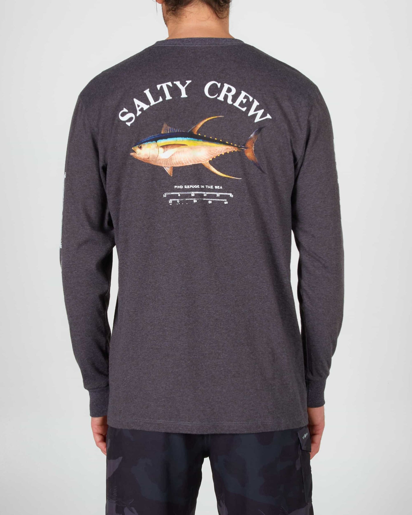 Salty crew T-SHIRTS L/S AHI MOUNT LS - CHARCOAL HEATHER in CHARCOAL HEATHER