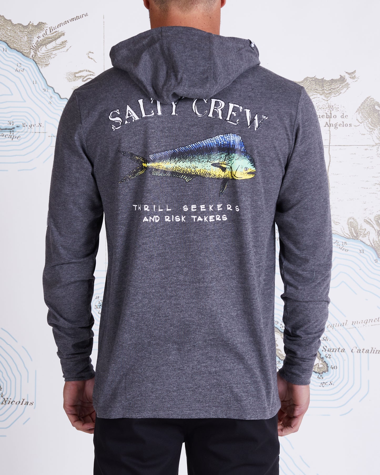 Salty Crew Vestuário de proteção solar - El Dorado Charcoal Hood Tech Tee