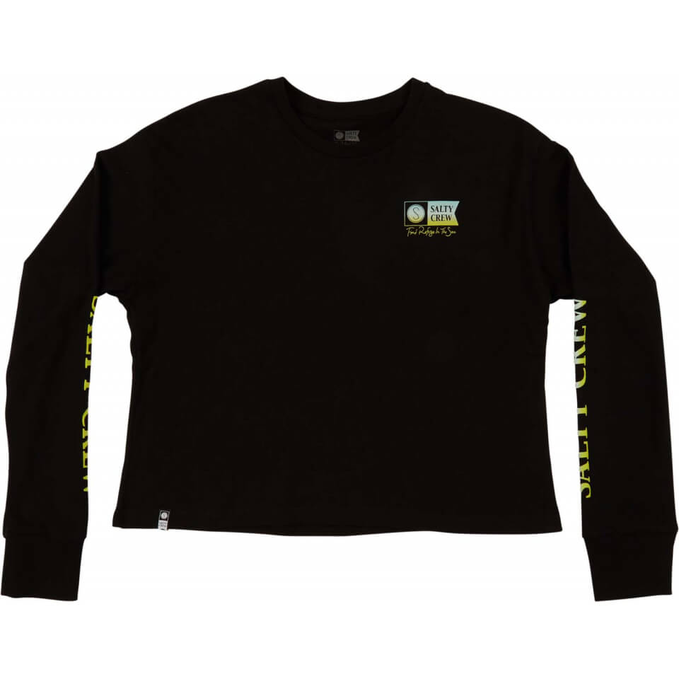 Salty Crew Dameskleding met lange mouwen ALPHA GRADIENT  L/S CROP in Black