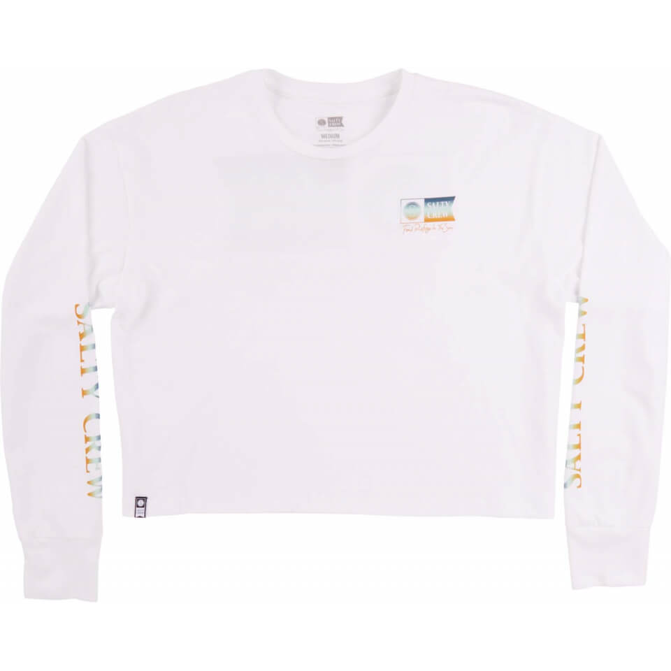 Salty Crew Women's Long Sleeves ALPHA GRADIENT  L/S CROP in White