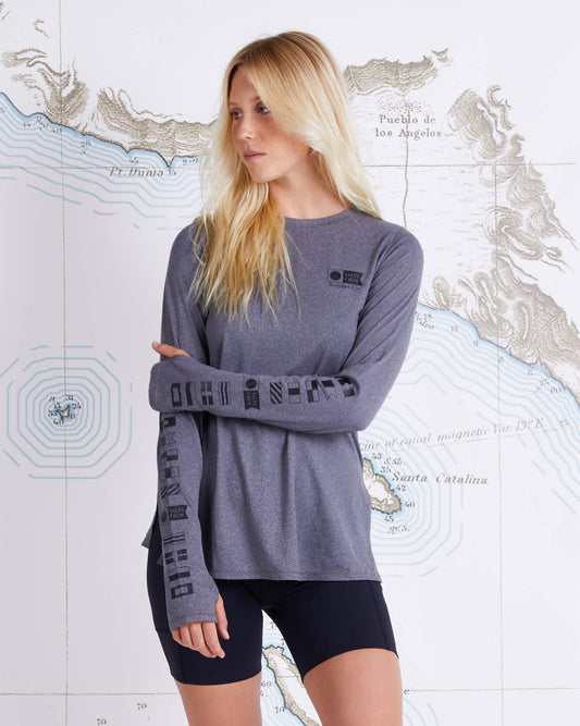 Salty Crew Dames - Thrill Seekers Crew Zonneshirt - Charcoal