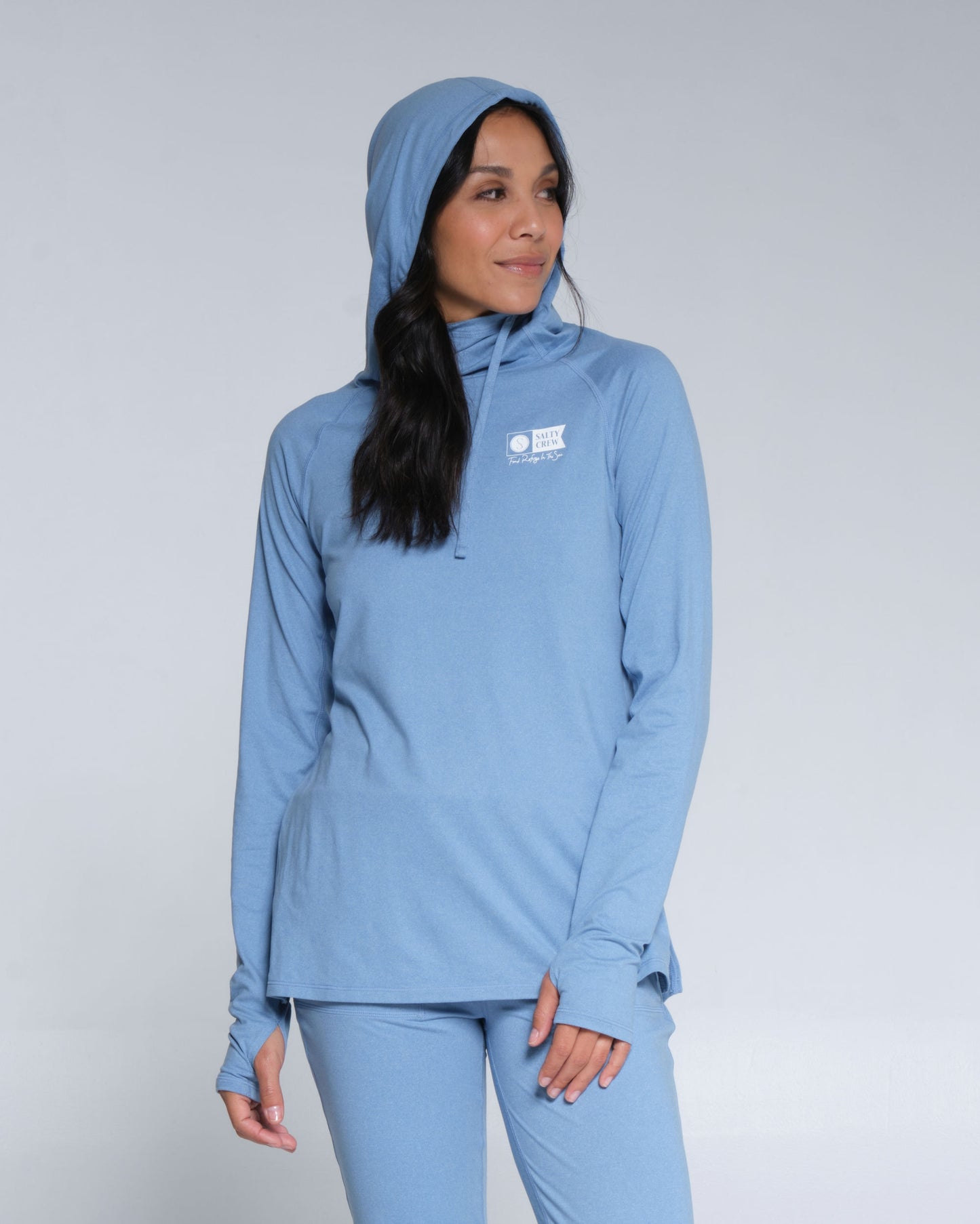 Salty crew SUN PROTECTION THRILL SEEKERS HOODED SUNSHIRT - MARINE BLUE in MARINE BLUE