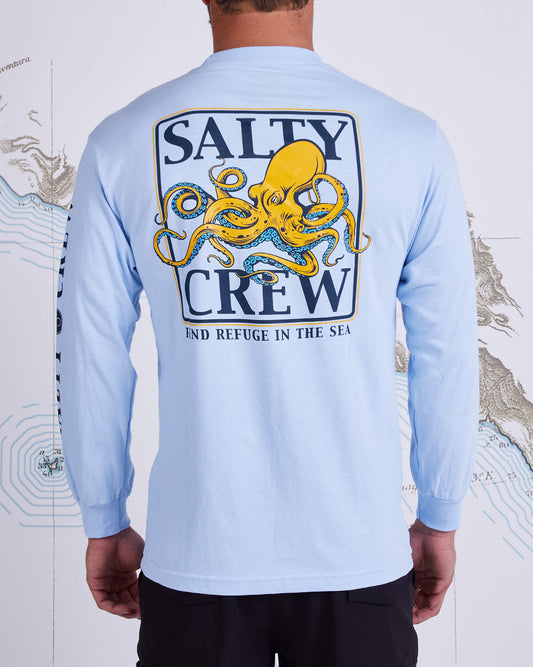Salty crew Men's Long Sleeves INK SLINGER STANDARD L/S TEE in Light Blue