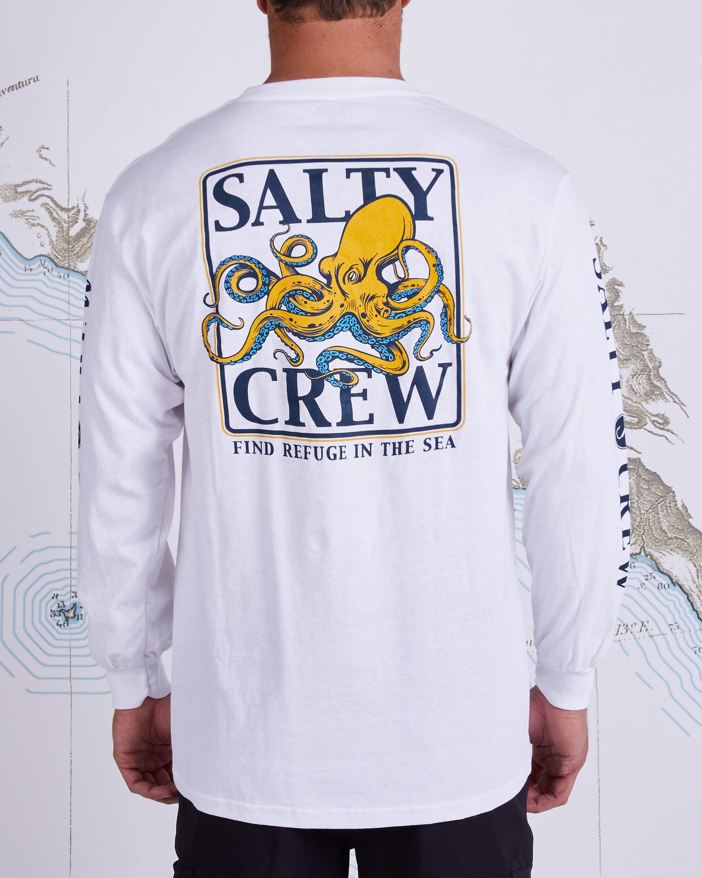 Salty crew Men's Long Sleeves INK SLINGER STANDARD L/S TEE in White