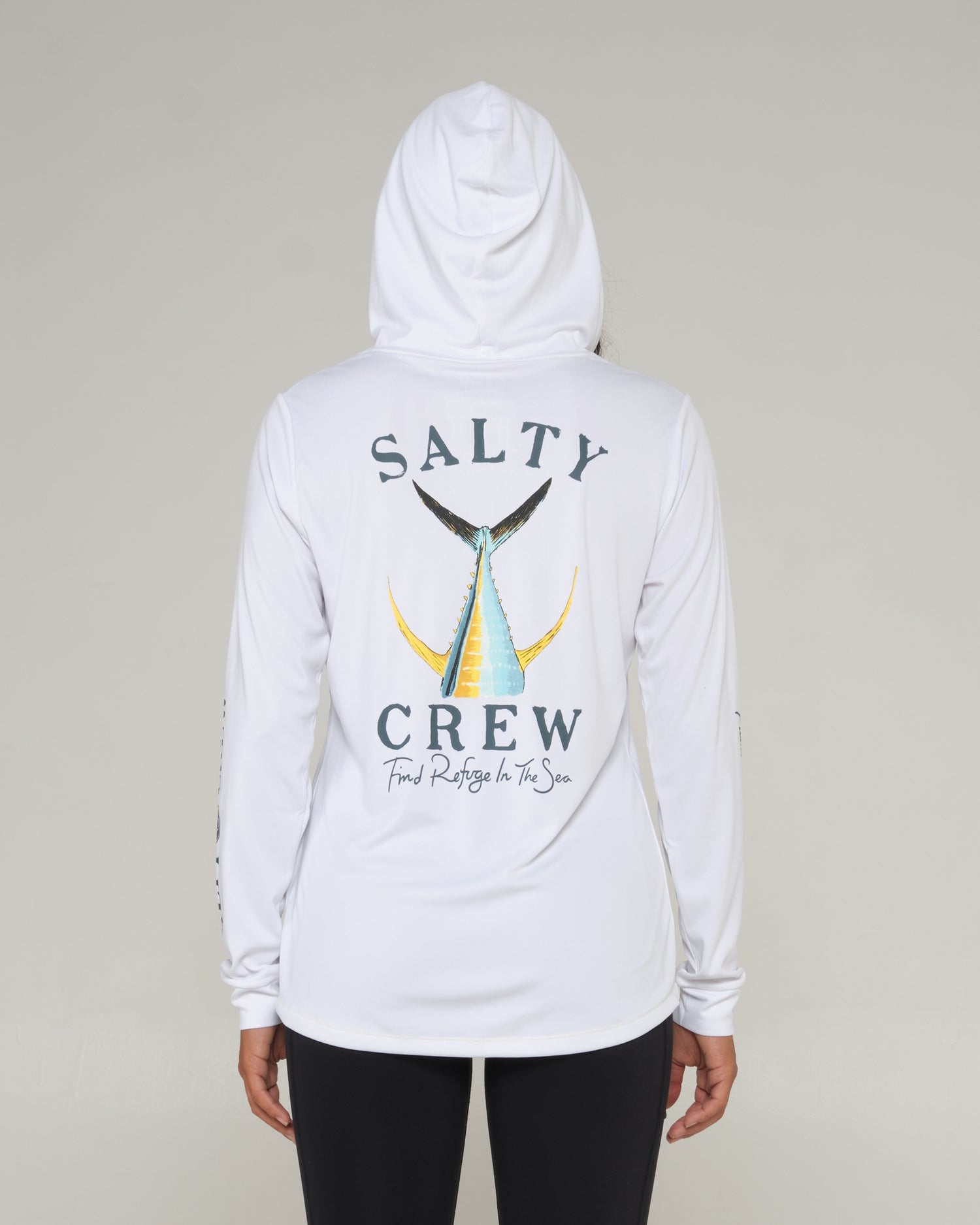 Salty crew PROTEZIONE SOLARE TAILED CAMICIA DA SOLE CON CAPPUCCIO - White in White