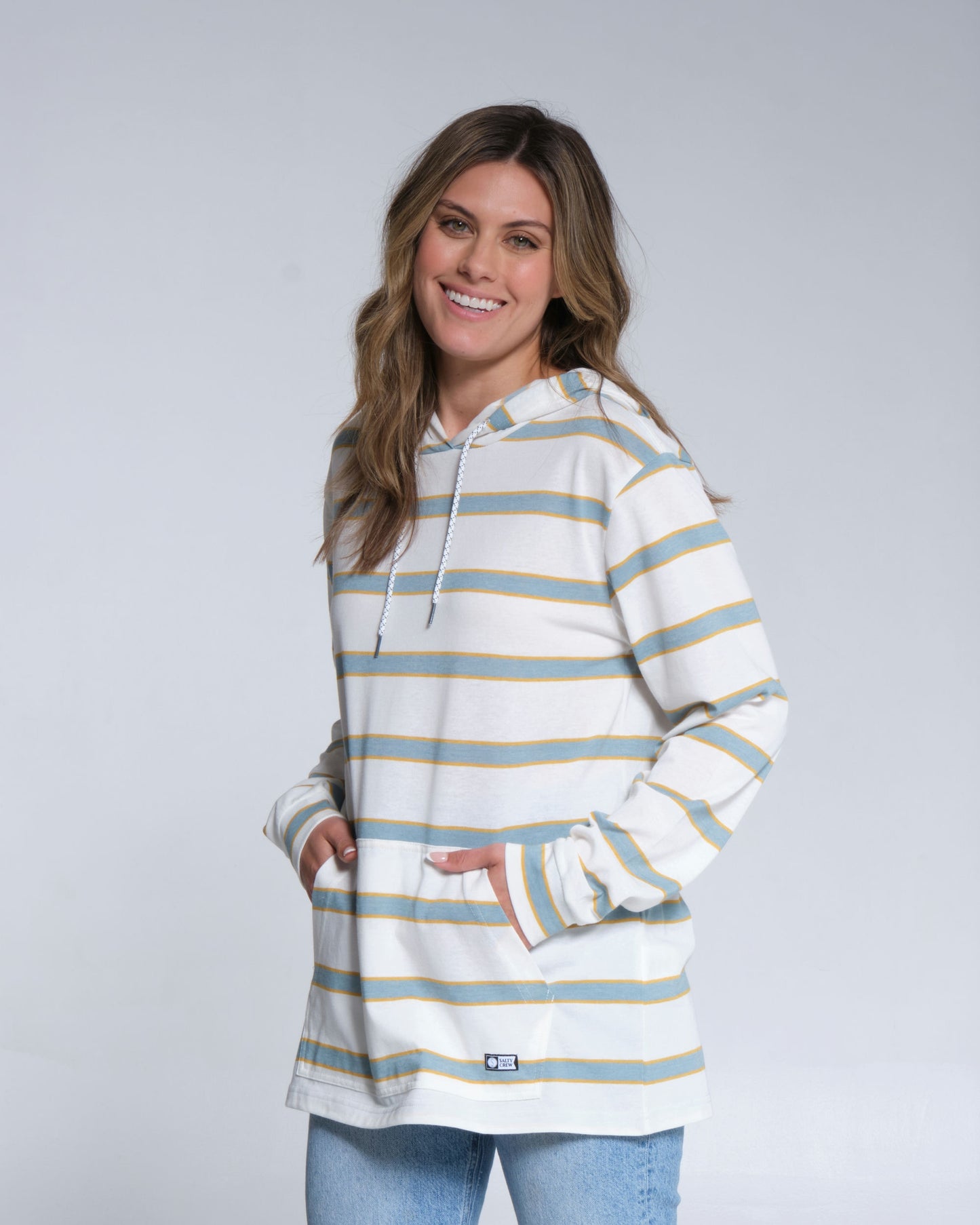 Salty crew Protezione solare LEEWARD MID WEIGHT HOODY - Dusty Turq in Dusty Turq