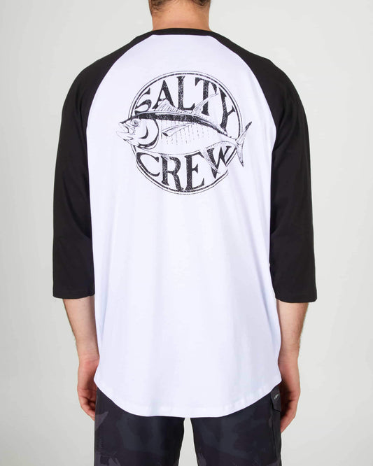 Salty crew T-SHIRTS L/S TUNA TIME BASEBALL L/S TEE - White/Black in White/Black