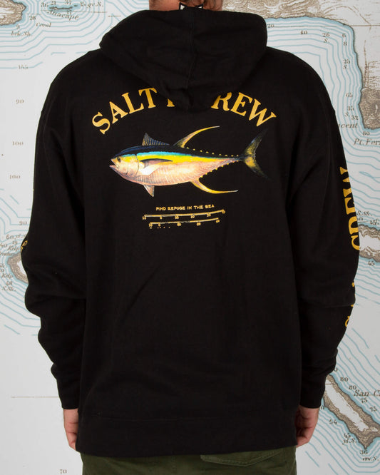 Salty crew Sweatshirts pour hommes Ahi Mount Black  Hood Fleece en Black