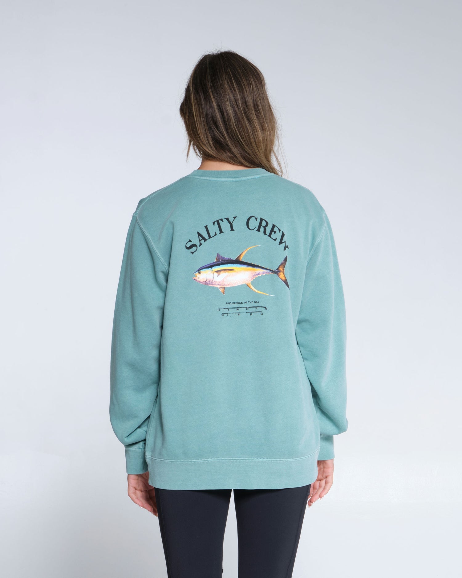 Salty crew FLEECE AHI MOUNT BOYFRIED CREW - Menta nella menta