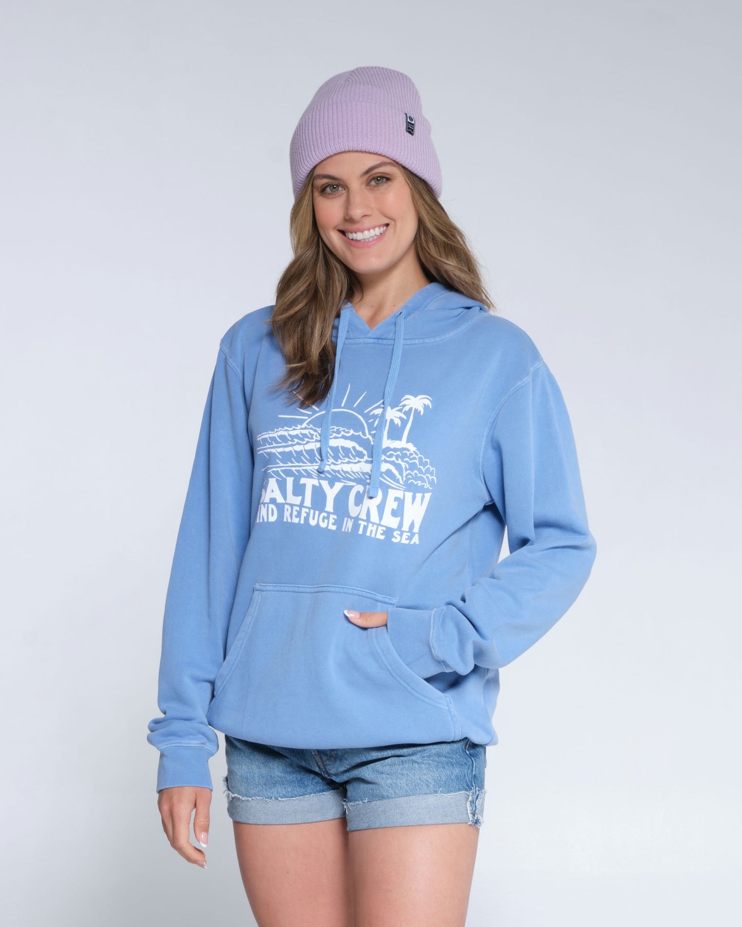 Salty crew FLEECE SHORE BREAK BOYFRIEND HOODY - Marine Blue em Marine Blue