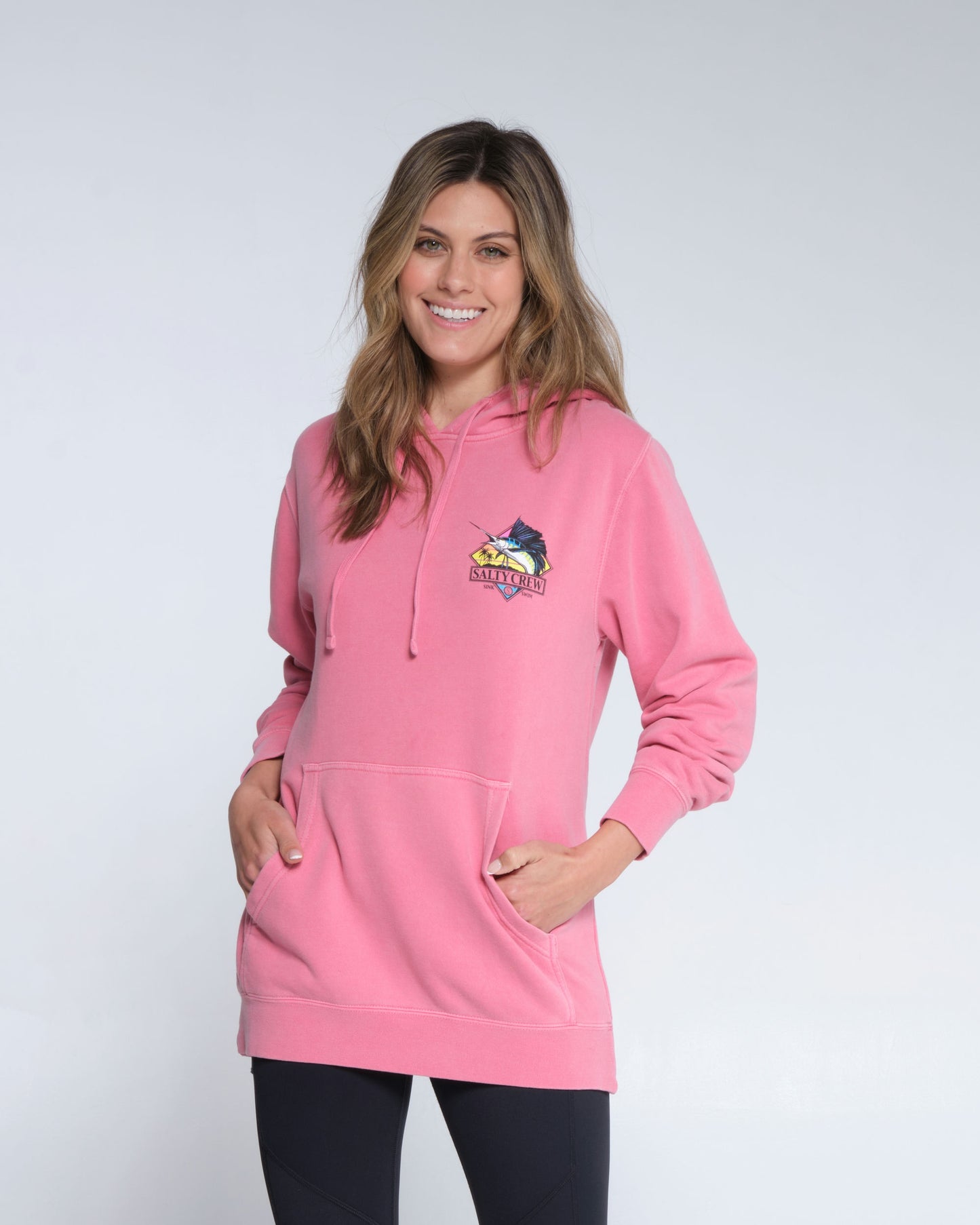 Salty crew FLEECE GO SAILIN BOYFRIEND HOODY - Rosa intenso in Rosa intenso