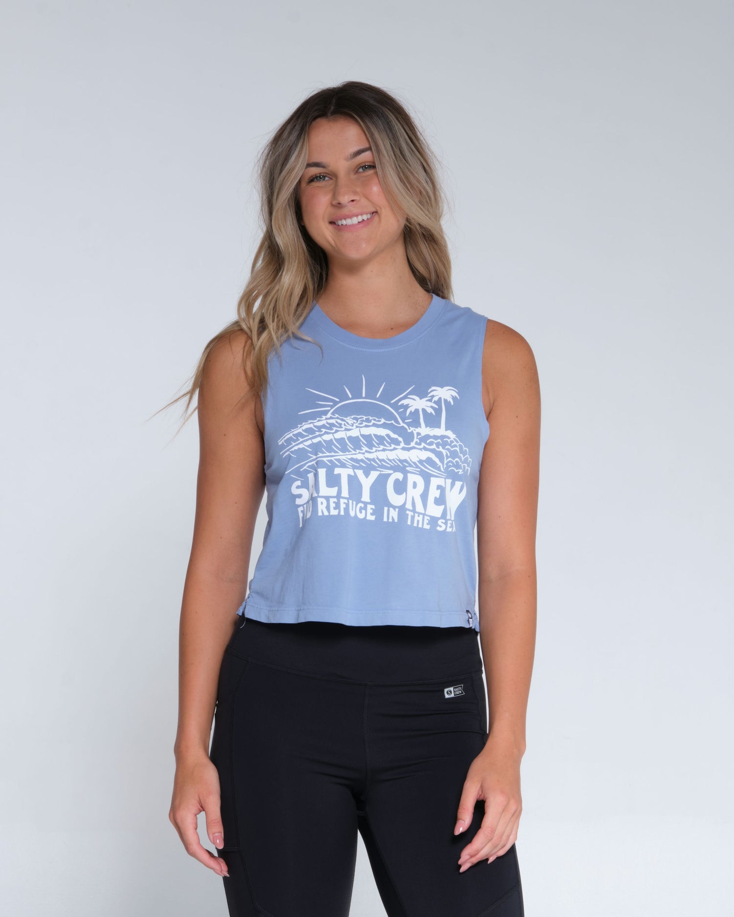 Salty crew TANK STANDARD SHOREBREAK CROPPED MUSCLE TANK - Marine Blue en Marine Blue