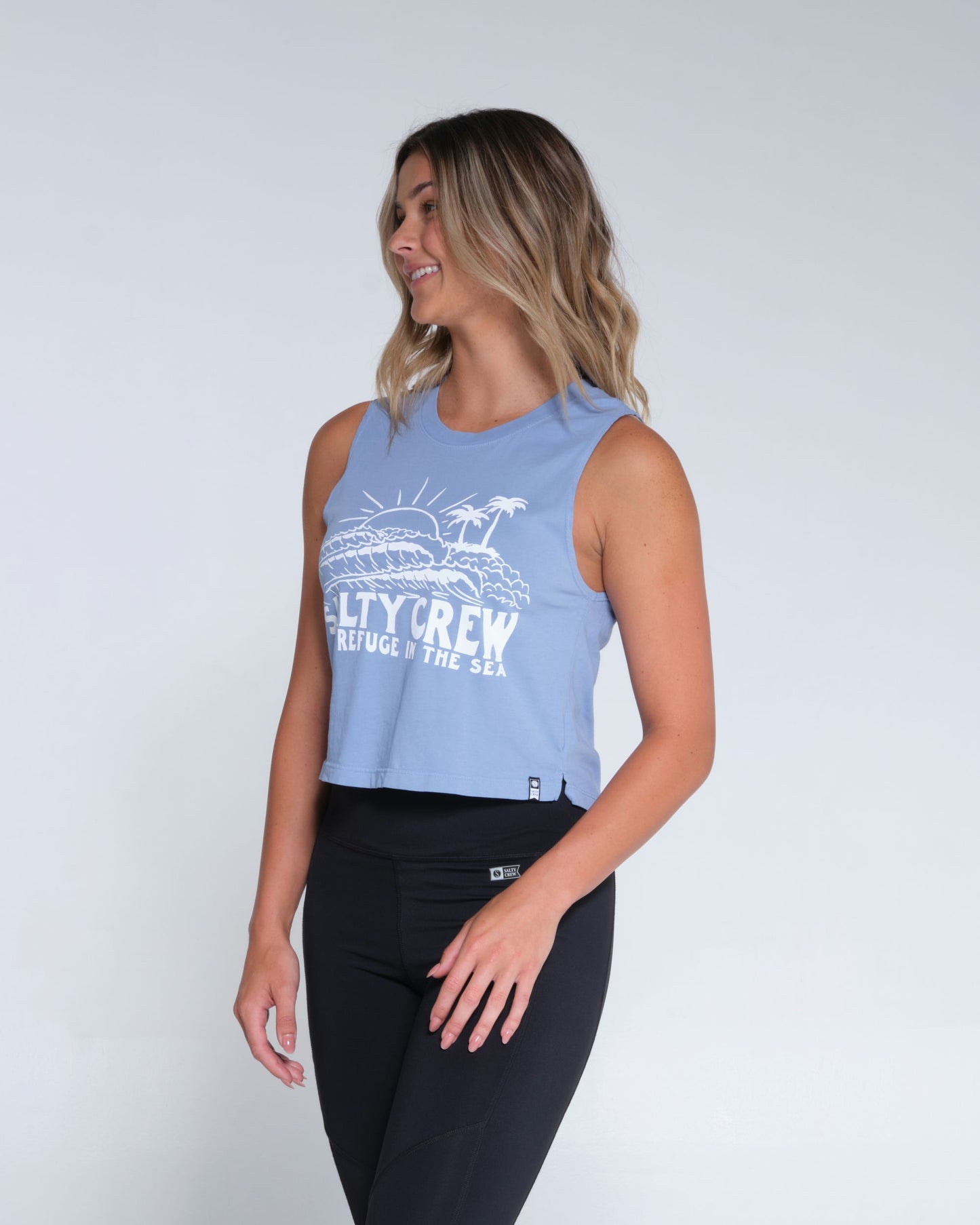 Salty crew TANK STANDARD SHOREBREAK CROPPED MUSCLE TANK - Marine Blue en Marine Blue