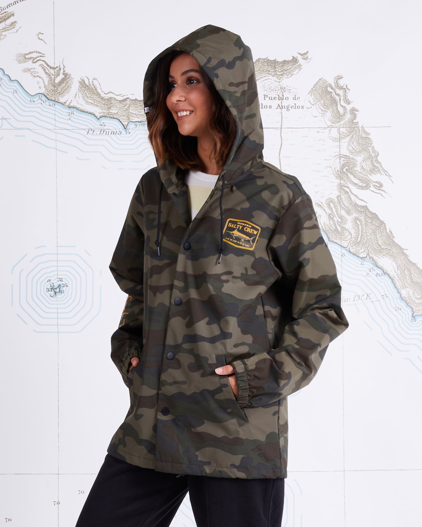 Salty Crew Water Resistant Apparel - Stealth Camo Snap Jacket