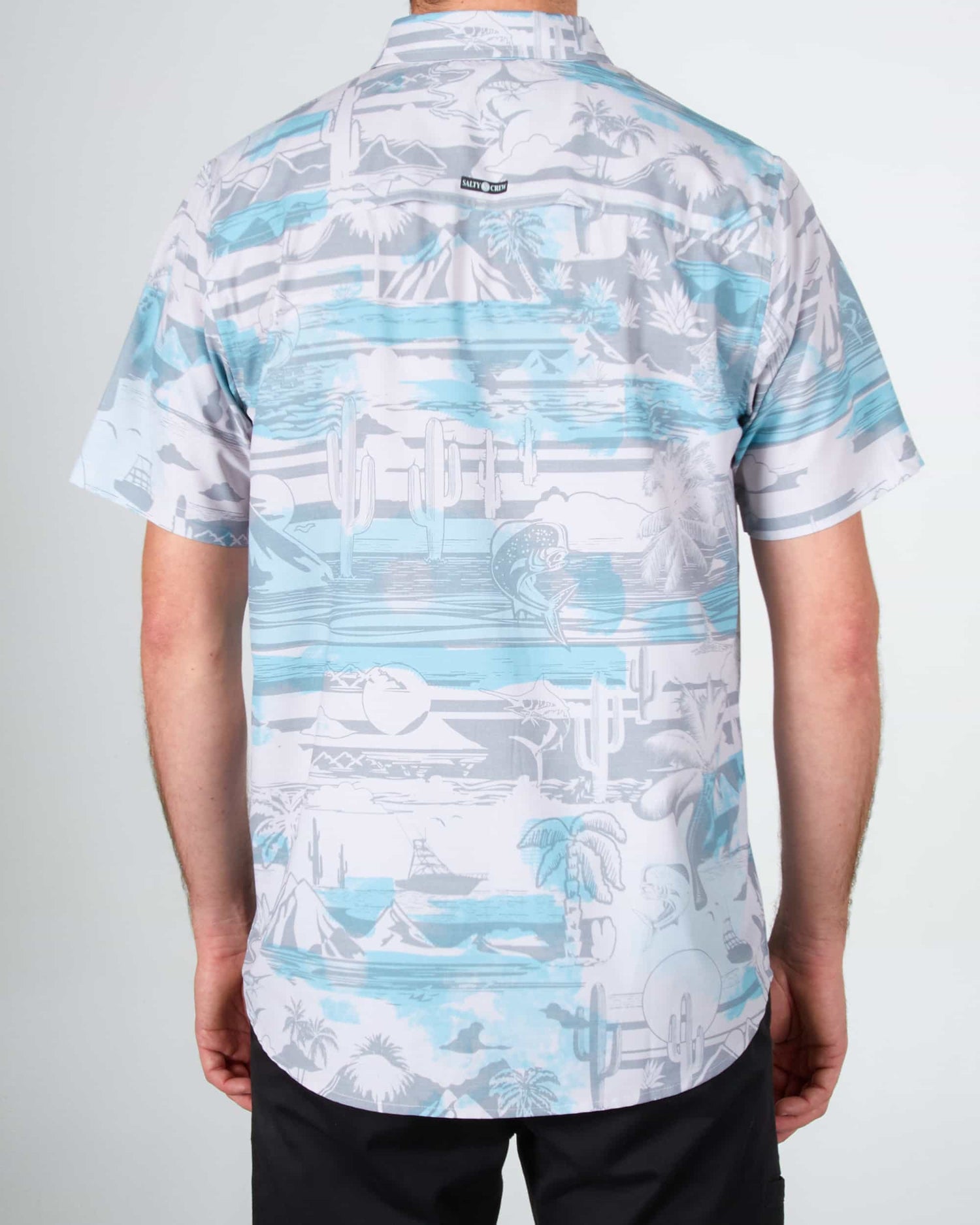 Salty crew WOVEN SHIRTS CEDROS S/S TECH WOVEN - Grijs in Grijs