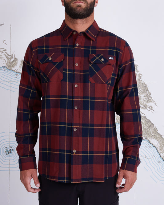 Salty Crew Hombres Woven - First Light Navy Flannel