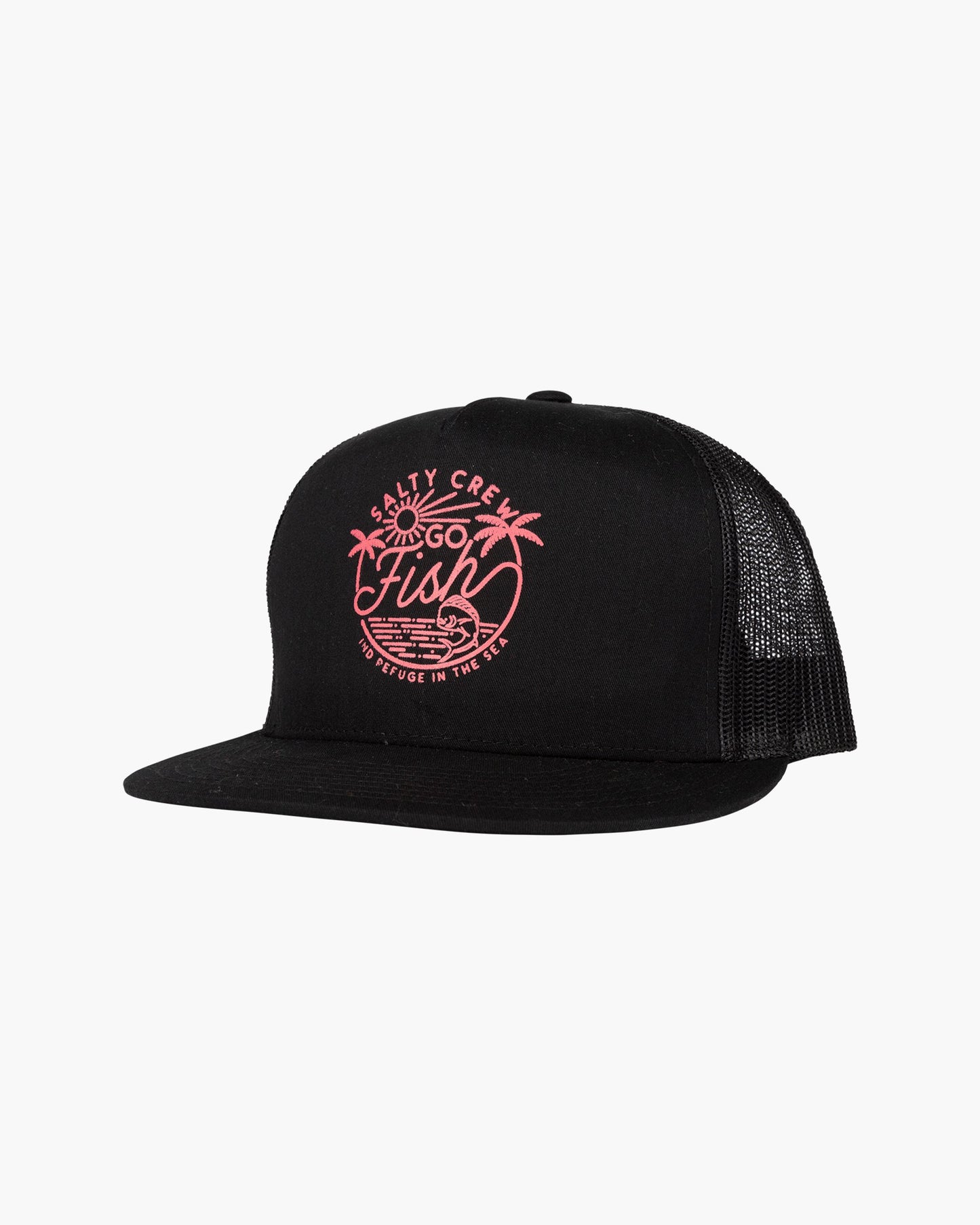 Salty Crew Women's Caps - Go Fish Black Trucker Hat